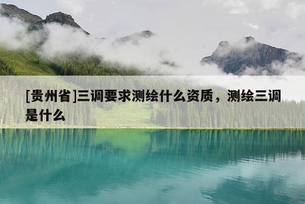 [貴州省]三調(diào)要求測繪什么資質(zhì)，測繪三調(diào)是什么